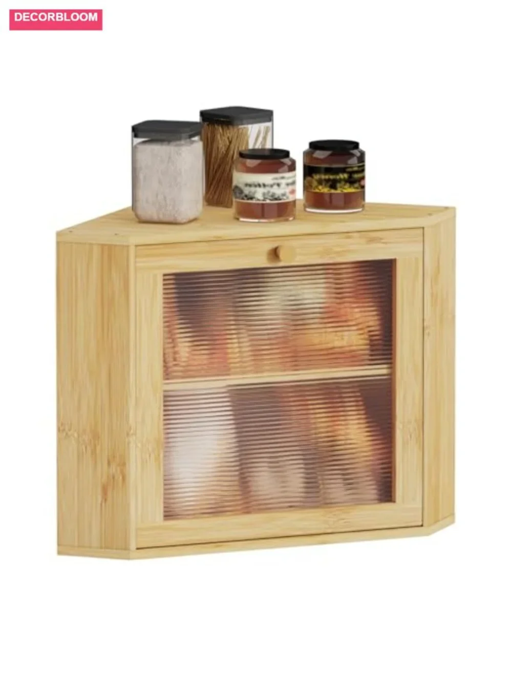 Corner Bamboo Bread Box Adjustable Storage